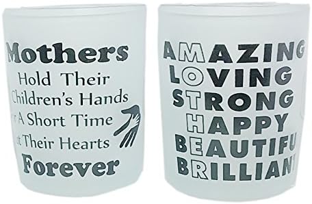 Mother's Sentimenal Frosted Glass Candle Holder Set (Mothers Hearts are Forever)