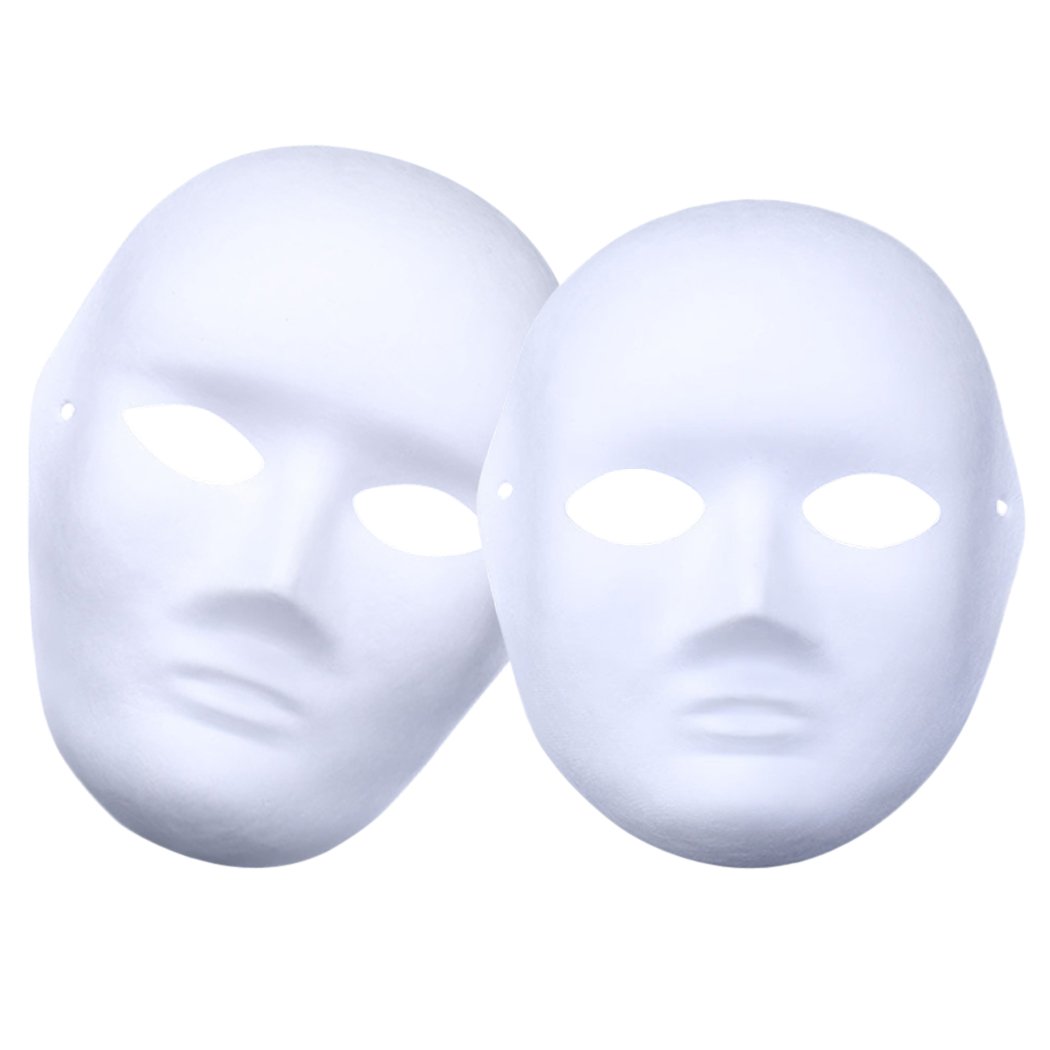 Fansport Halloween DIY Mask Full Face Blank DIY Masks White Plain Mask Paintable Paper Mask Costume Party Mask for (6pcs Male+ 6pcs Female)