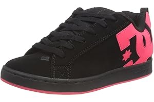 DC Women's Court Graffik Low Top Casual Skate Shoe, Black/Hot Pink, 8