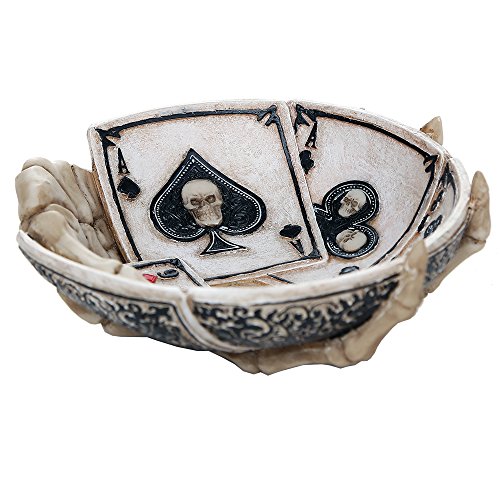 Pacific Giftware Dead Man's Hand Poker Skull Ashtray 4.75 Inch W