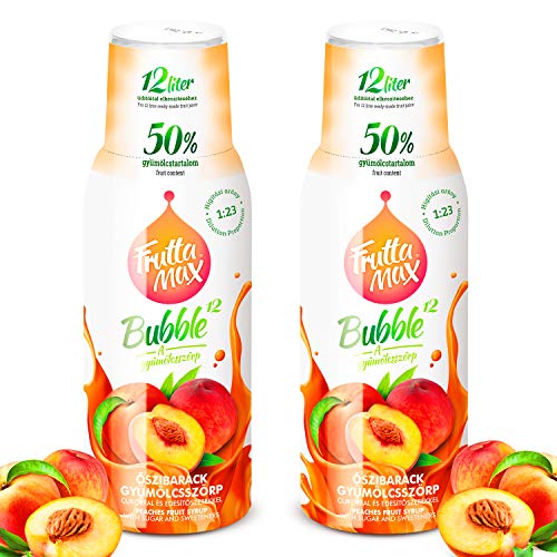 2 x 500 ml FruttaMax Pfirsiche Getränkesirup Frucht-sirup Konzentrat | weniger Zucker | mit 60% Fruchtanteil