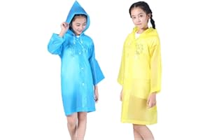 LUCKYIREN Thicker Reusable Raincoat Rain Poncho Jacket Slicker for Children Boy Girl Kids