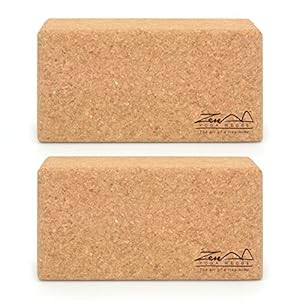 Cork Yoga Blocks Set of 2 Standard – By ZenYogaWedge – Premium 100% Natural Material – Professional Bricks for Yoga Pilates Classes Home Exercise Fitness Non-Slip Grip Eco-Friendly