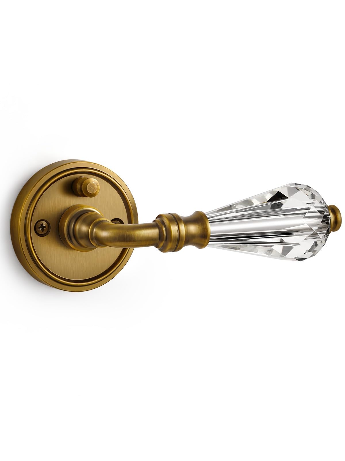 Photo 1 of SORWDUERM 1 Pack Antique Brass Glass Door Lever Privacy Crystal Door Levers Door Lever Interior Door Handle for Bedroom and Bathroom,Zinc Alloy