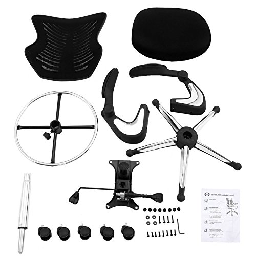 Homevol Ergonomic Swivel Drafting Chair, Height Adjustable Breathable Mesh Back with Steel Footring, Flip-up Padded Armrest Wheel Fabric Lumbar Support Seat - Thumbnail 7