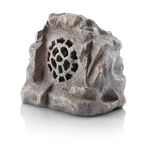 Alpine Corporation Waterproof Bluetooth Rock Speaker – Solar-Powered Outdoor Wireless Speaker for Patio, Pool, Deck, Garden – 50-Foot Range (Renewed)