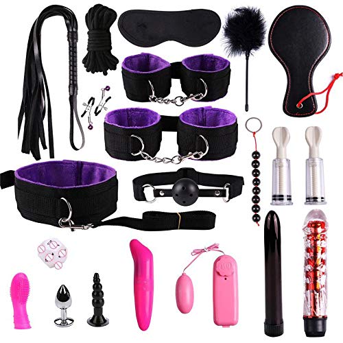 JIAWEIDAMAI 20Pcs/Set Nylon Leather Suit Sexy Suit Plush Set Alternative Bundled Binding for Couple Adult Sex Erotic Adult Toys for Women