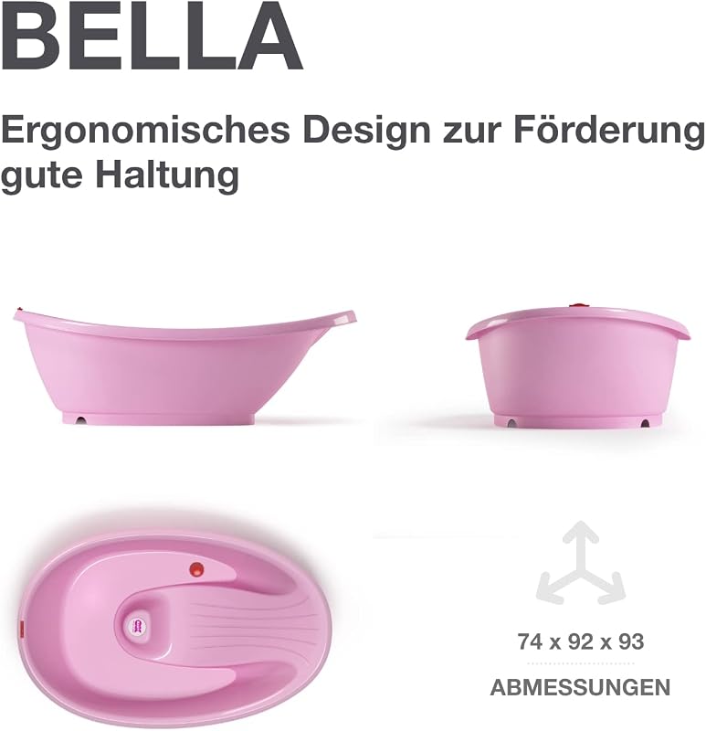 Bella Kit mit Halterung, gemütliche Badewanne für Neugeborene und Babys von 0-12 Monate - Pink