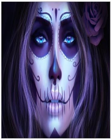 Custom Modern Giclee Canvas Print Wall Art Sugar Skull Girl Makeup Rose Blue Eyes Canvas Print 16 "x 20" Inch Canvas Painting Wall Art Home Office Decor Artwork