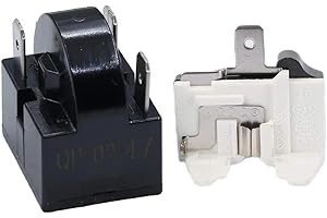 BLOLACDZ QP2-4R7 3-Pin Starter Relay and 6750C-005P Overload Protector Combo, Universal Replacement for Frigidaire, Electrolux, Kenmore, Whirlpool, Mini Fridges, Compact Freezers & Coolers