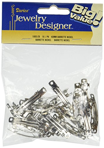 Darice 18-Piece Nickel Barrette, 40mm