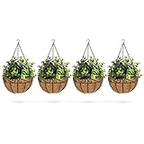 Best Choice Products Set of 4 Decorative Metal Hanging Basket Garden Flower Planters w/Coconut Liner, Hook - Black