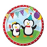 Creative Converting 8 Count Paper Dessert Plates, Penguin Party