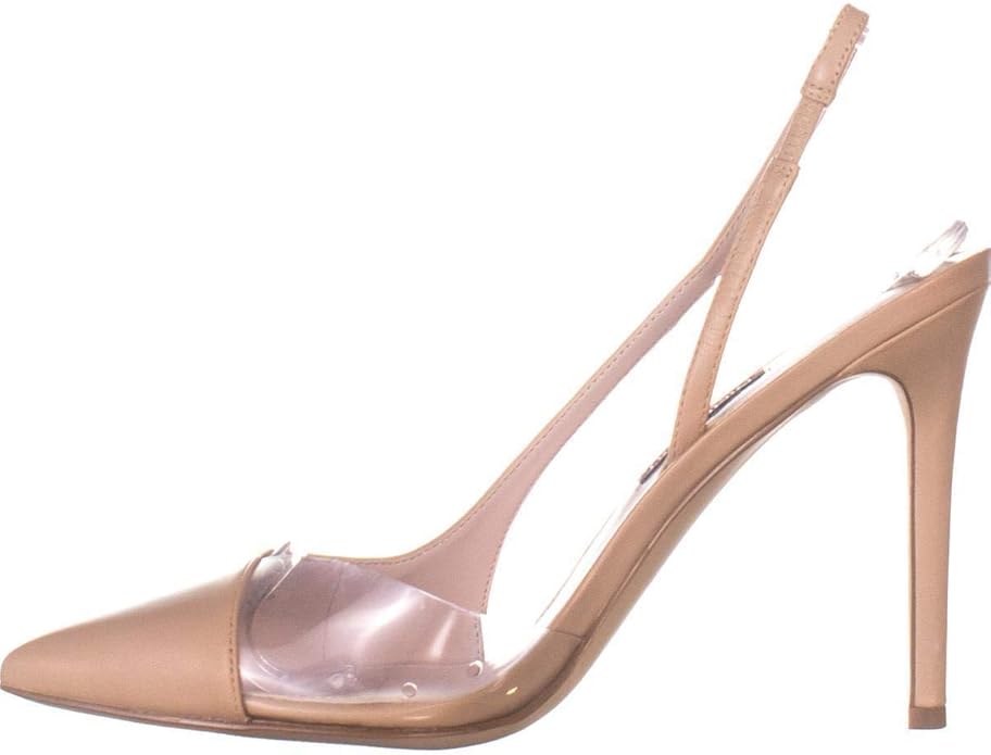 nine west toffee vinyl slingback pumps