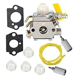 HIFROM Carburetor with Gasket Fuel line and Primer Bulb Filter for 2 Stroke 25cc 26cc 30cc Ryobi RY29550 RY30530 RY30550 RY30570 Zama C1U-H60 Homelite UT32600 UT32650