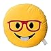 EvZ Emoji Glasses Girl Face Emoticon Cushion Stuffed Plush Soft Pillow, Official Certified, 32cm Yellow