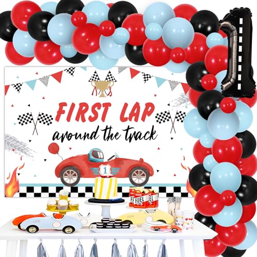 thumbnail image 2 of Fast One Balloon Banner Retro Race Car Birthday Party 1st Birthday Party Decorations 1 Speedy Year Race Car Balloons Race Car Themed Decor 2 of 11