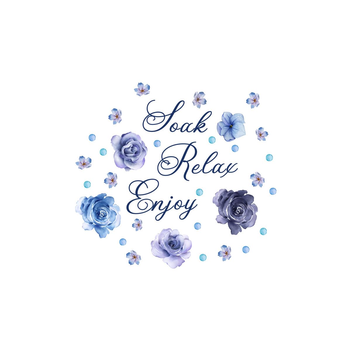 Soak Relax Enjoy Wall Sticker -Inspirational Quotes Decals, Waterproof Rose Flower Wall Art for Home Bathroom Decor 30 * 60 cm (Purple)