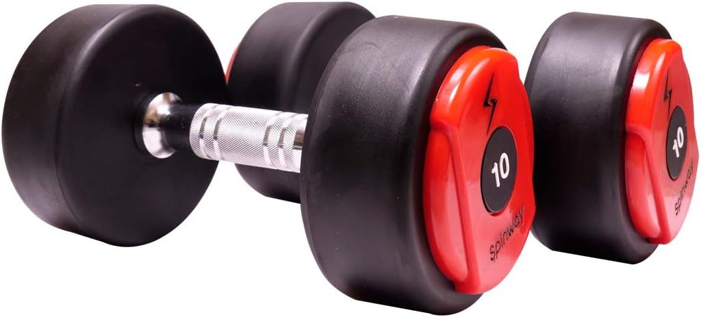 Spinway Rubber Coated Professional Round Dumbbell for Gym Body Building Muscle Toning Fitness Exercise Gym Sports Training Men and Women (One Piece)