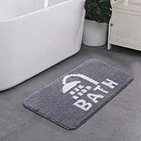 Pragovle Memory Foam Bath Mat Non Slip Absorbent Super Cozy Velvet Doormat for Bathroom and Livingroom Rug Carpet (16X24inch, Grey Bath) ...