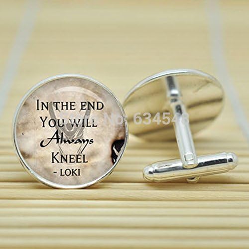 Pretty Lee In The End You Will Always Kneel Loki Prince Asgard Helmet Thor Marvel Villian In Silver Glass Cabochon Cufflinks C3447
