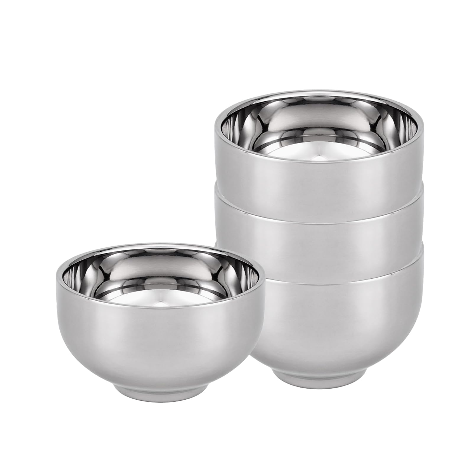 Sicheii 18OZ Durable Stainless Steel Cereal Bowls, Double-Walled Insulated Soup Bowls, Unbreakable Rice Bowls, Mixing Serving Bowl for Salad Dessert Noodles Pasta, Dishwasher Safe, 4 Pack