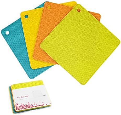 Multipurpose Silicone Heat resistant Pot Holders, Potholder, Trivets, Holder Mats, Jar Openers, Spoon rest, 4 colors in 1 set, easily handle,by TopHome