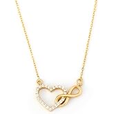 Gelin Diamond Infinity Heart Necklace 10K or 14K Solid Gold