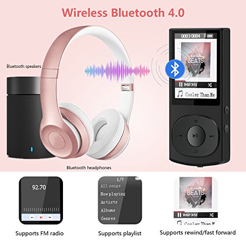 AGPTEK C3 8GB Bluetooth 4.0 MP3 Player, Metal Casing Lossless Supports
