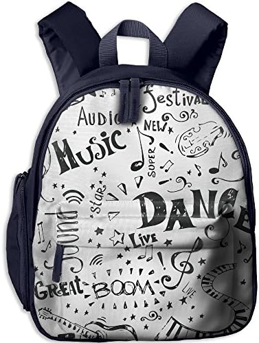 School Season Music Doodles Casual Lightweight Canvas Bookbag Shoulder SchoolBag Backpack For Kids
