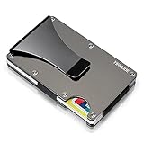 Aluminum Slim Wallet Front Pocket Wallet Minimalist Wallet RFID Blocking With Money Clip GRAY