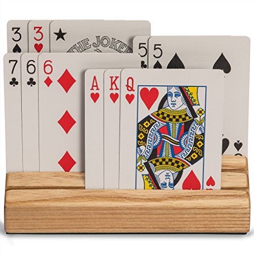 Solid Oak Wood Playing Card Holder / Rack / Organizer - Set of 2