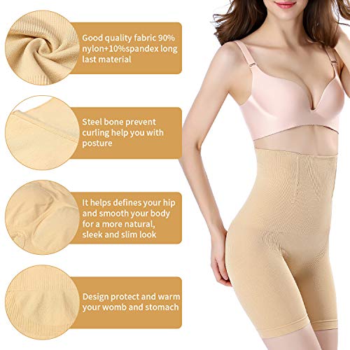 SKYFOXE Women's High Waisted Shapewear Shorts - Seamless Thigh Slimmers Shapewear -Tummy Control Shapewear Panties