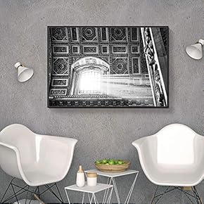 Floating Framed Canvas Wall Art for Living Room, Bedroom Black and White Building Canvas Prints for Home Decoration Ready to Hang - 16x24 inches