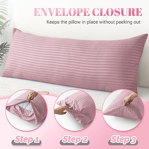 Cosybay Full Body Pillow Insert with Pink Pillowcase Fluffy Long Bed