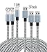 Frieso 2pcs 6ft 1pcs 10ft Nylon Braided 8pin to USB Charge and Sync Cable for iPhone 7/7 plus/SE/6/6s/6 plus/6s plus,5c/5s/5,iPad Air/Mini,iPod Nano/Touch(Gray and White).