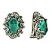 BriLove Women's Victorian Style Crystal Floral Cameo Inspired Oval Clip-On Earrings