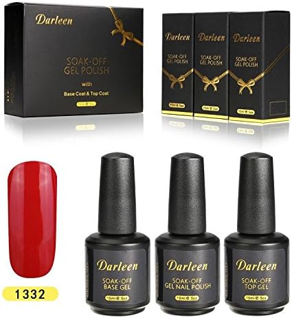 Darleen Gel Nail Polish with Base and Top Coat Kit 3 Pcs Gelpolish Soak Off UV LED Bling Gelish Series 1332 Gossip Glrl