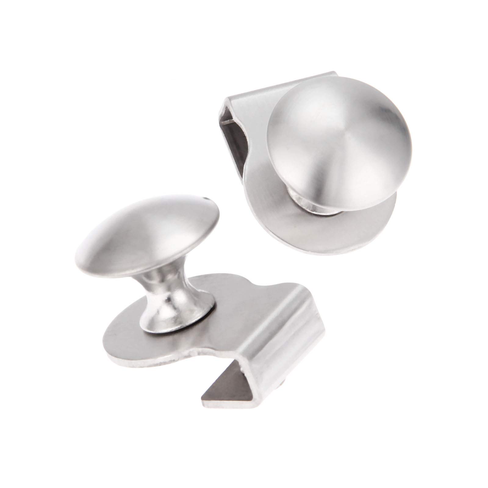 KAFENDA 2 Pack Stainless Steel Glass Door Handle with Glass Clip 5-8mm for Display Cabinet Cabinet Drawer No Drilling