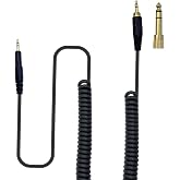 SPTSSWET Replacement Cable for Audio-Technica ATH-M40x M70x M50x Headphones | Coiled Aux Cord, 2.5mm to 3.5mm(1/8") Extension Wire, with 6.35mm(1/4") Adapter, 4ft to 10ft