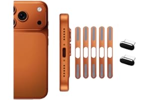 2 PCS Type C Charging Port Plug Cover Cap, 5 PCS Earpiece Speaker Mash Anti Dust Proof Adhesive Covers for iPhone 17 Pro - Or
