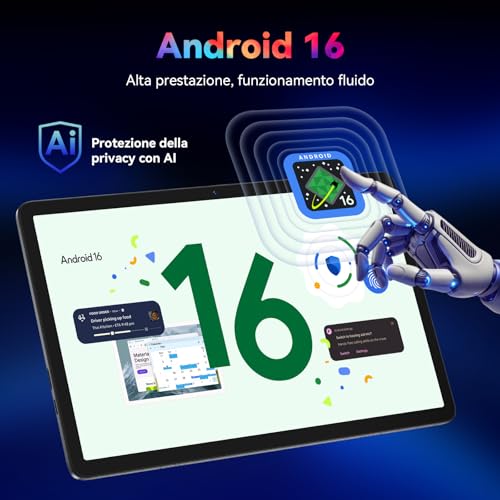 VekfulPC T20 Tablet Android 16 con Tastiera, 24GB RAM + 256GB ROM Espandibile 2TB, Tablet 10 Pollici Widevine L1, Octa-Core, WiFi, Face ID, Bluetooth 5.0, 5000mAh, 8MP+5MP, Jack 3.5mm, 4 Anni Garanzia