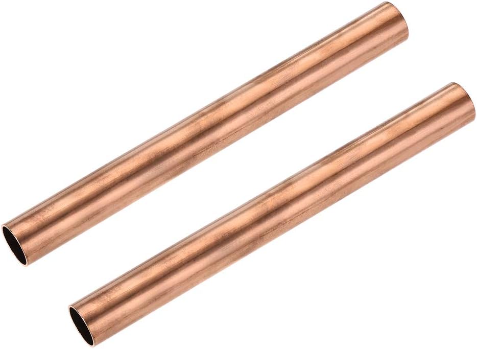sourcing map Copper Round Tube, 20mm OD 1mm Wall Thickness 200mm Length Straight Pipe Tubing 2 Pcs, 20mm x 1mm x 200mm