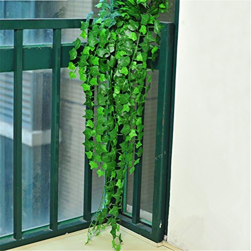 TAIXI 1 bunch of Fake green Rattan japanese creeper Branch Evergreen Crabapple Scindapsus Leaf Artificial flower Vine Simulation Leaf Stem 3 feet