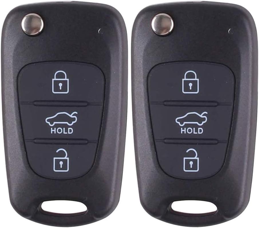 Kelay 3 Buttons Key Fob Case Replacement Compatible for Hyundai i20 i30 i35 ix20 ix35 Folding Remote Control Car Key Accessories (2 Pcs)