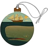 GRAPHICS & MORE Sperm Whale Under Ship Wood Christmas Tree Holiday Ornament