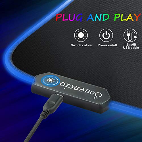 RGB Extended Gaming Mouse pad,Large led Gaming Mouse pad with 14 Lighting Modes and 2 Brightness Levels,Non-Slip and Waterproof Soft Mouse mat Suitable for Gamer/e-Sport pros/Office