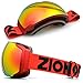 ZIONOR X6 Ski Snowboard Snow Goggles OTG for Men Women Youth Anti-fog UV Protection (VLT 25.4% Red Frame Revo Red Lens)