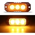 Raryloy 3 Amber LED Strobe Lights for Trucks Vehicle Emergency Flashing Car Lights LED Mini Grille Lamp Hazard Mount Emergency Strobe Lights Kit 12V -24V for off Road Car with Sync Function