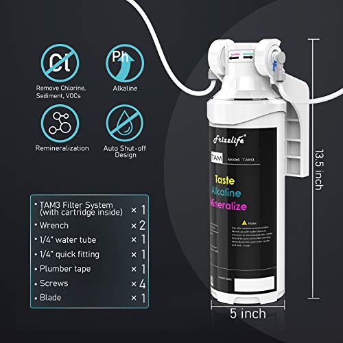 Frizzlife TAM3 Under Sink Inline Water Filter Alkaline PH+